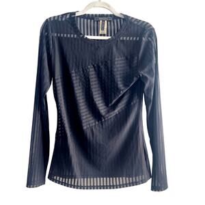 BCBG MAXAZRIA Women's M Sheer Geometric Long Sleeve Witchycore Y2k Blouse Top